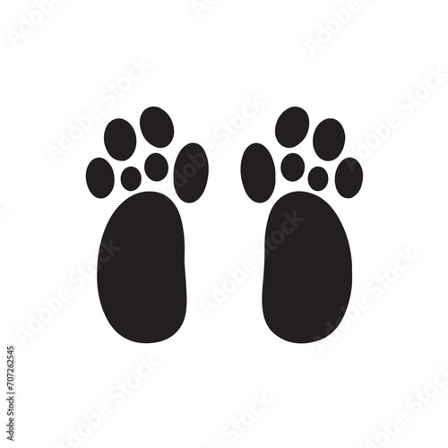A black silhouette  animal foots Clipart on a white Background, Simple and Clean design, simplistic photo