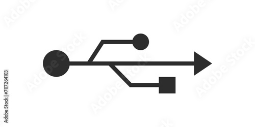 Black USB Symbol Icon Vector Illustration