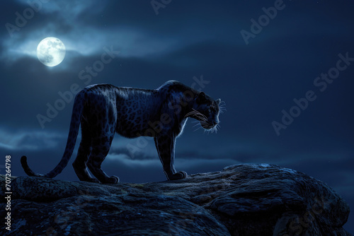 The regal allure of the Panther under the moonlight