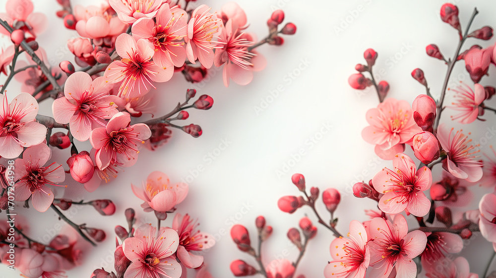 Spring flowers on white paper Spring flowers on white paper