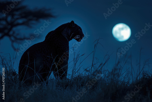 The regal allure of the Panther under the moonlight