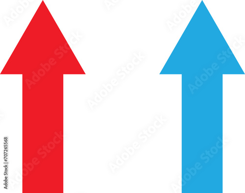 Red and blue arrows . Red and blue arrow up icon set isolated on white background . Vector
