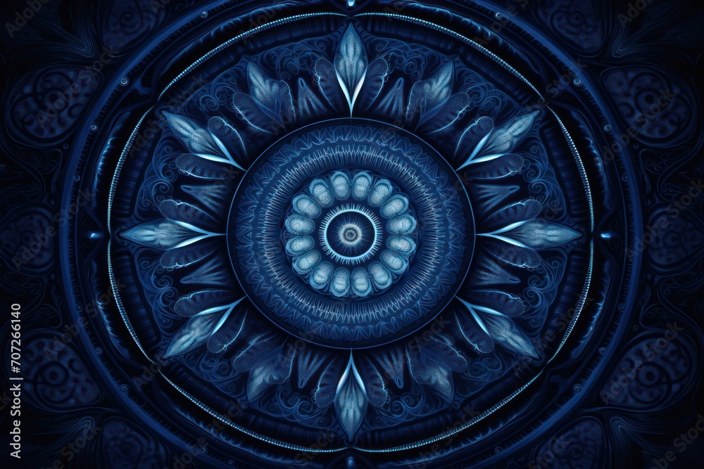 Symmetric indigo circle background pattern 