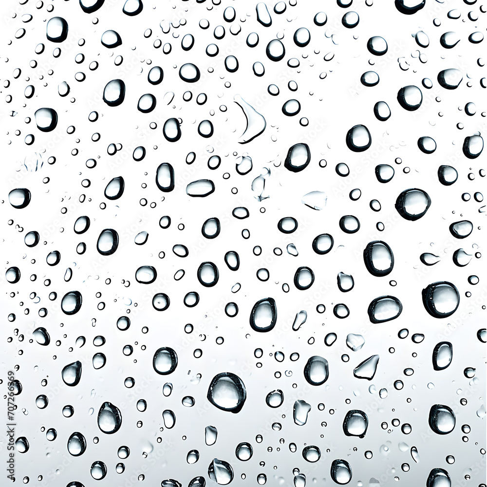 Abstract raindrop patterns on glass isolated on white background, minimalism, png
