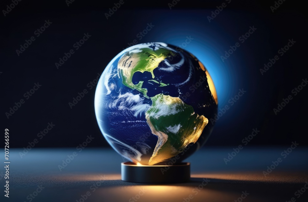 Planet Earth, globe on a stand. Earth Hour, Caring for the Planet, Ecology, Peace