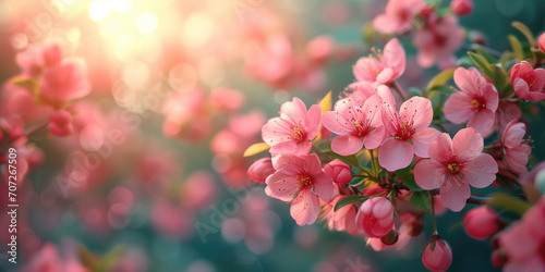 spring background with cherry blossoms and copyspace