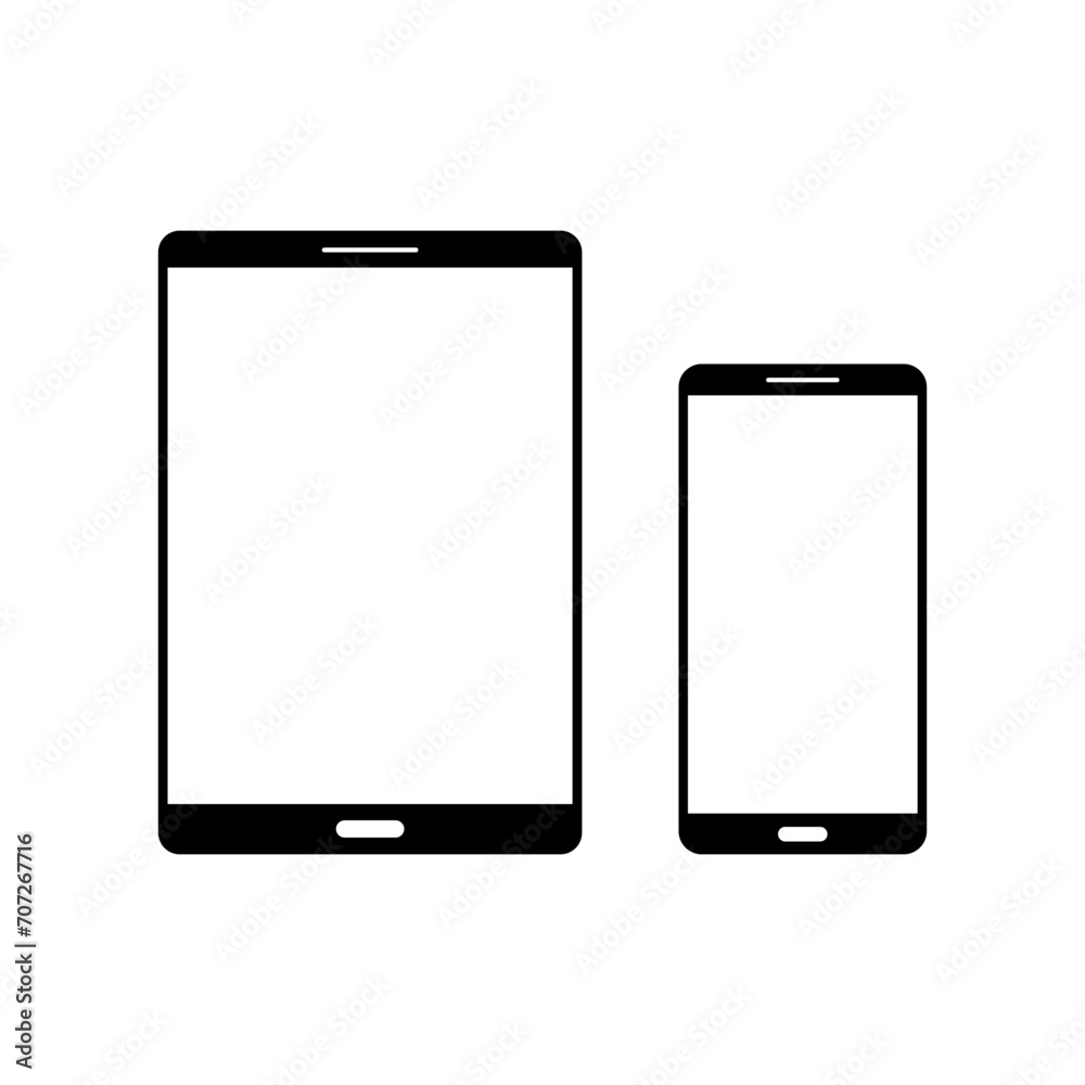 Tablet Phone Flat Devices White Display Mockup Vector Design Tablet Phone Flat Devices White Display Mockup Vector Design