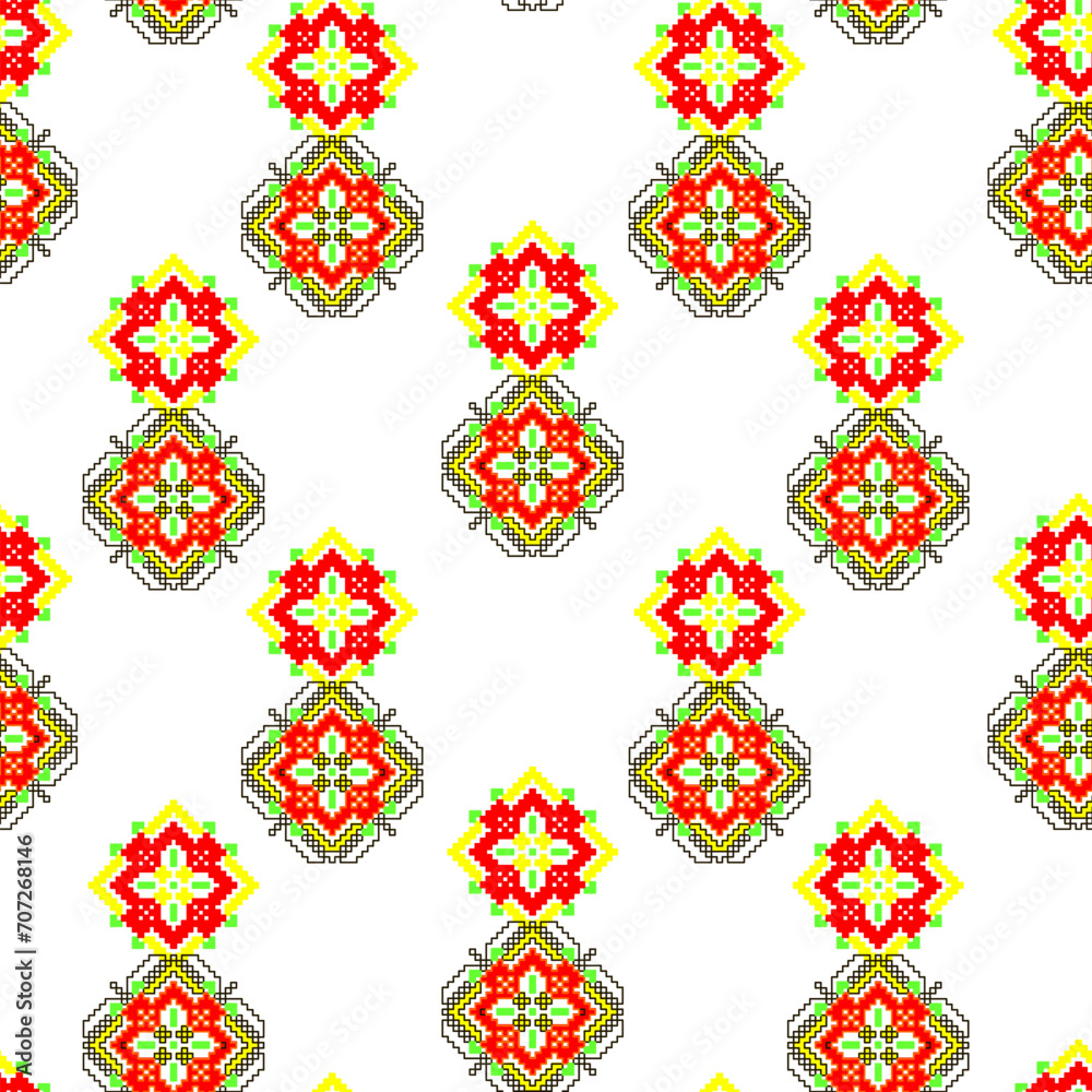 Abstract ethnic ikat chevron pattern background Traditional pattern on the fabric in Indonesia and other Asian countries.