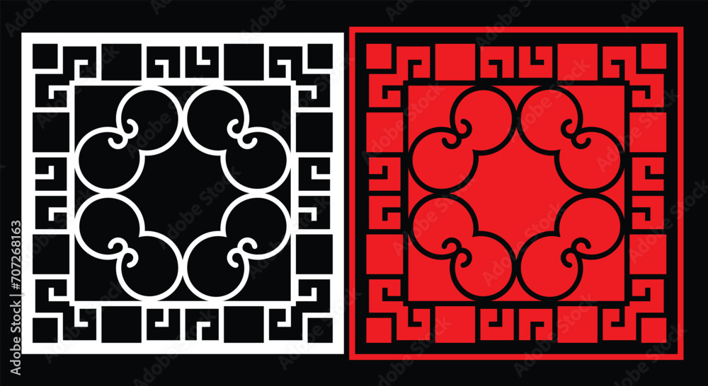 Obraz premium Decorative wall panels set Jali design CNC pattern, laser cutting pattern, router CNCcutting
