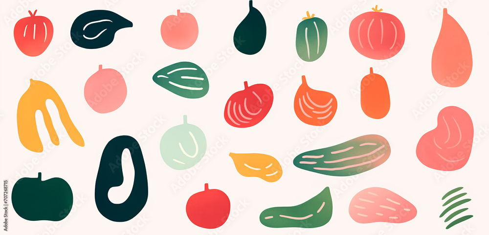 Illustration of a set of fruits Illustration of a set of fruits