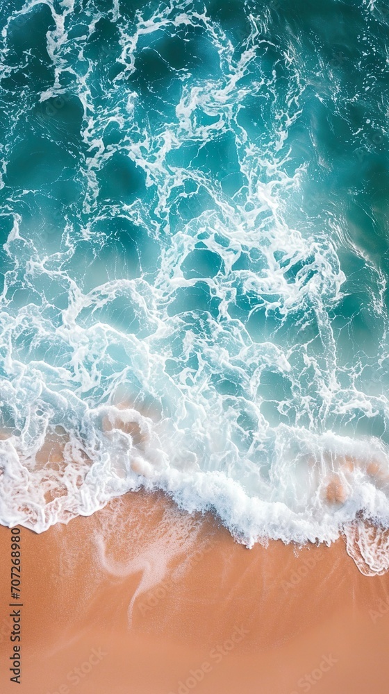 Naklejka premium Fondo de temática de verano y playa con degradado. Aplicable para móvil. Generado por IA.