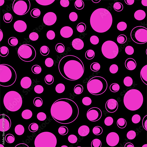 Wallpaper Mural Circles and rings in Barbie colors on a black background. Pink circles and rings on a black background. Vector seamless pattern in pop art style suitable for textiles, clothing, packaging and cases. Torontodigital.ca