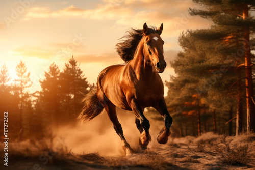 horse galloping in the mountain