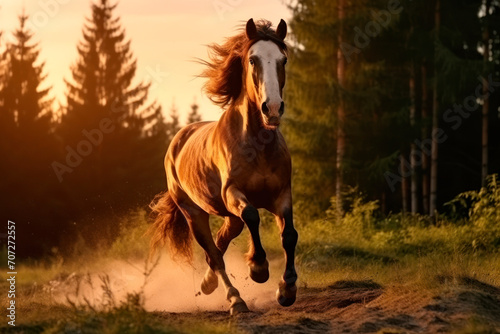 horse galloping in the mountain