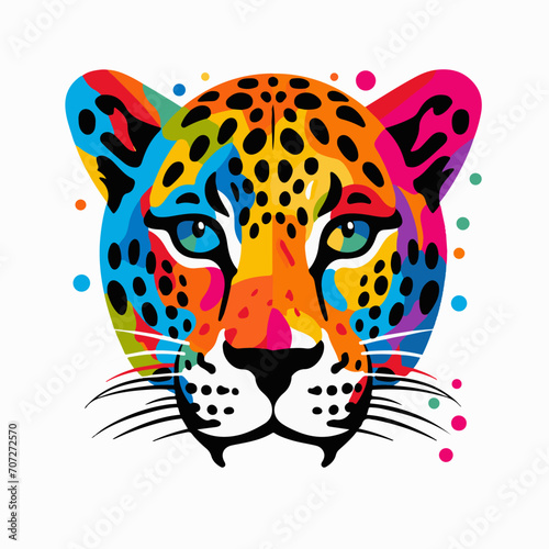 An abstract creative print of a big cat. Jaguar or leopard head