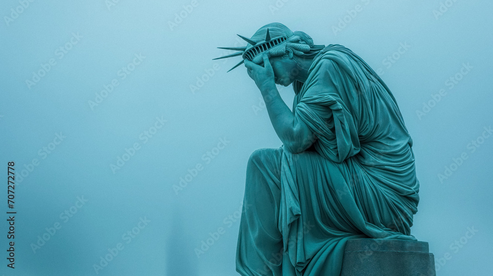 Ashamed statue of liberty - obrazy, fototapety, plakaty 