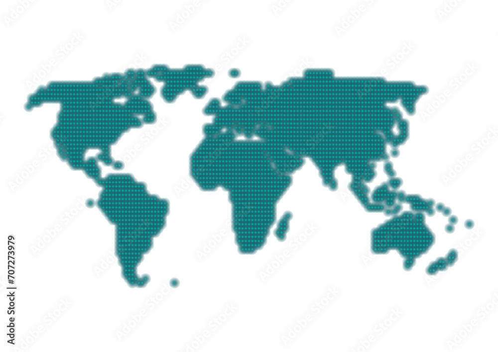 緑色ドット模様の世界地図のイラスト