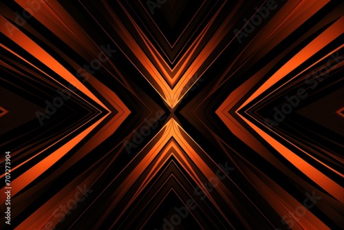 Symmetric orange and black line background pattern 