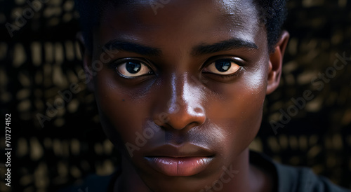 Close up portrait of a young african american with dreadlocks looking at camera. Black History month