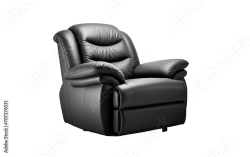 Timeless Black Leather Recliner Isolated on Transparent Background PNG.