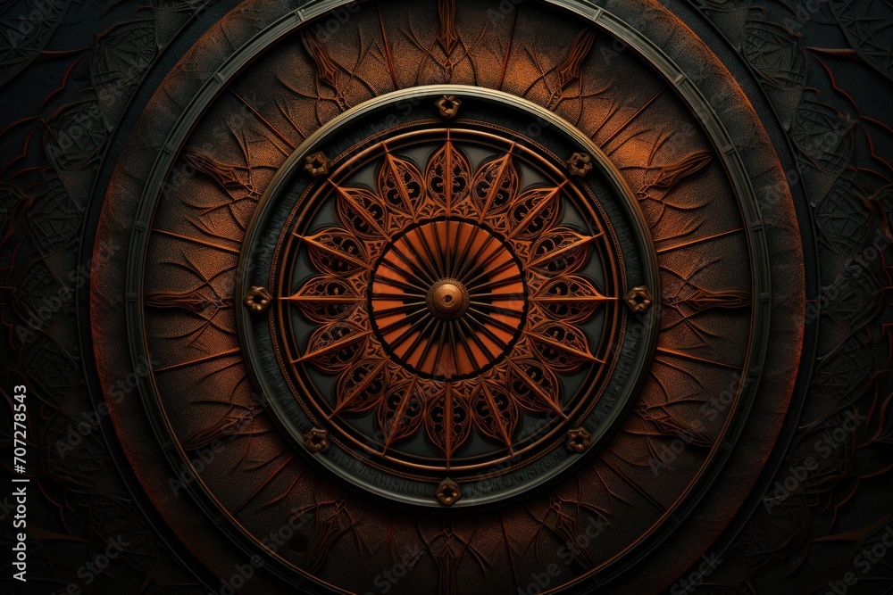 Symmetric rust circle background pattern 