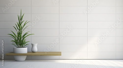 a white tiled wall  focusing on capturing the details with photo-realistic precision  in a minimalist modern style  accentuating the clean lines and simplicity of the tiled surface.