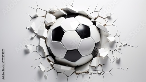 a football-shaped hole in the wall, in a minimalist modern style, emphasizing the unique visual impact of the football-shaped opening against a neutral backdrop. © ZinaZaval