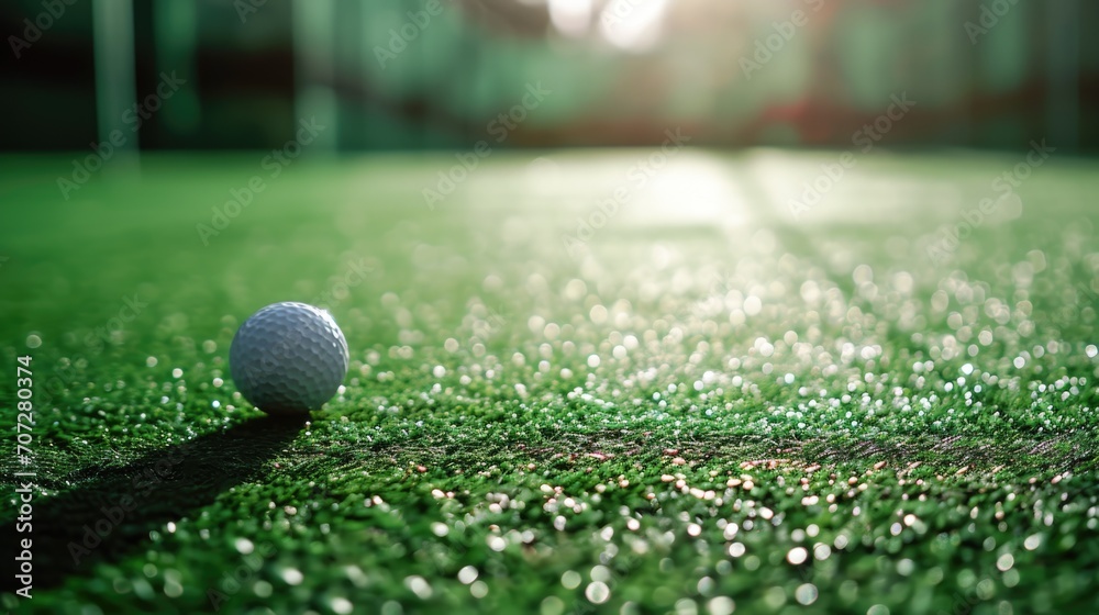A golf ball sitting on top of a lush green field. Suitable for sports, leisure, and outdoor themes A golf ball sitting on top of a lush green field. Suitable for sports, leisure, and outdoor themes