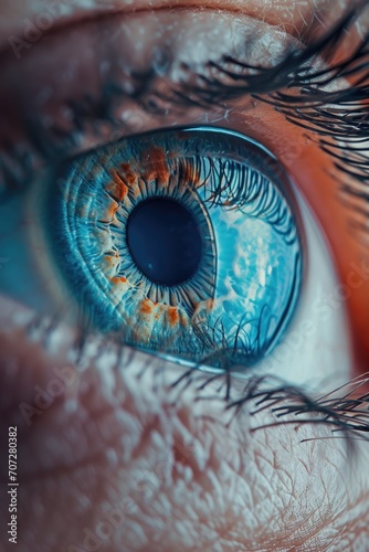Close-up view of a person's blue eye. Can be used to represent concepts such as beauty, vision, clarity, or emotions