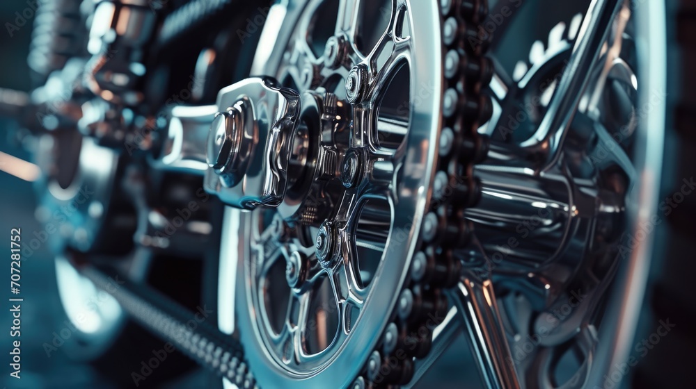 Close-up view of a bicycle's front wheel. Perfect for showcasing the intricate details and design of a bicycle wheel.