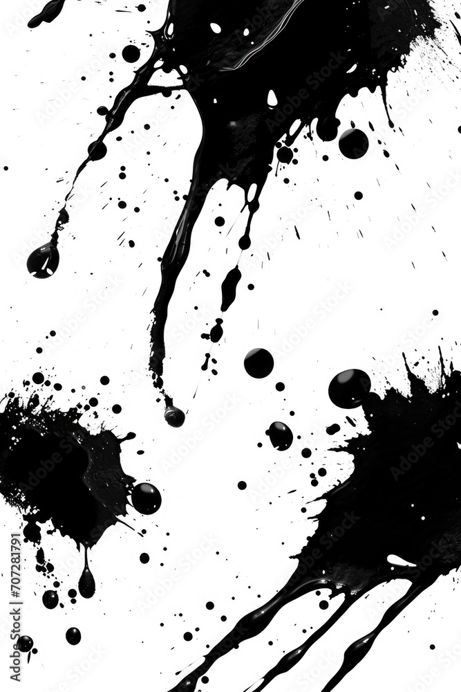 A black and white photo capturing the beauty of ink splatters. Versatile image suitable for various creative projects A black and white photo capturing the beauty of ink splatters. Versatile image suitable for various creative projects