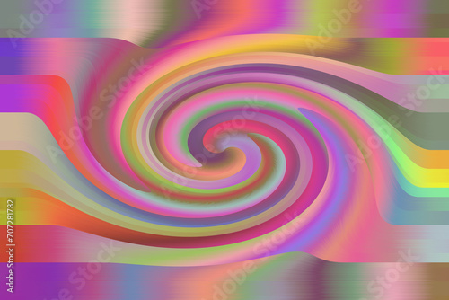 Dynamiczna wielokolorowa kompozycja ze spiralnym wirem w centrum z efektem rozmycia - abstrakcyjne tło, tekstura