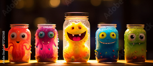 Vivid colorful jar creatures adorable charming