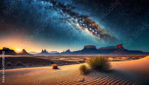 Desert night landscape photo