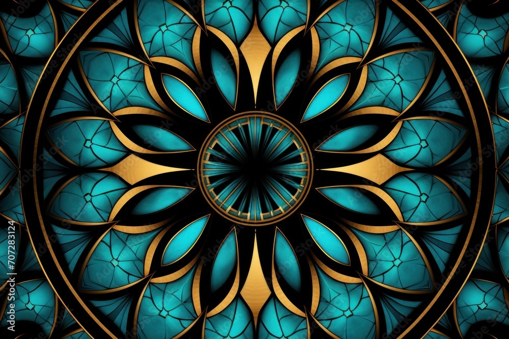 Symmetric turquoise circle background pattern 