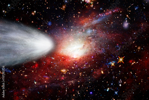 Comet, stars and galaxies. The elements of this image furnished by NASA.