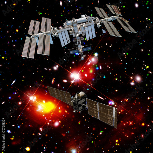 Spaceships and outer space. Galaxy view. The elements of this image furnished...
