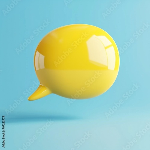 yellow plastic soft speech bubble against blue background.