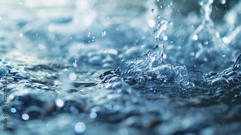 A close up view of a single water droplet in a body of water. This image can be used to depict concepts such as purity, nature, or the beauty of water A close up view of a single water droplet in a body of water. This image can be used to depict concepts such as purity, nature, or the beauty of water
