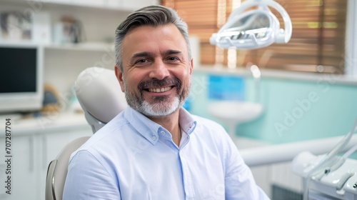 mid-aged man sitting in dentists chair