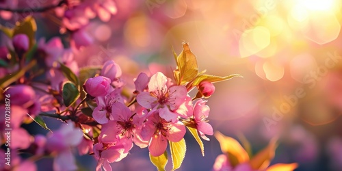 A close-up view of a tree with beautiful pink flowers. Perfect for nature enthusiasts and springtime-themed designs