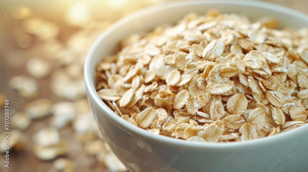 A simple image of a bowl of oatmeal sitting on a table. Suitable for food-related projects or articles A simple image of a bowl of oatmeal sitting on a table. Suitable for food-related projects or articles