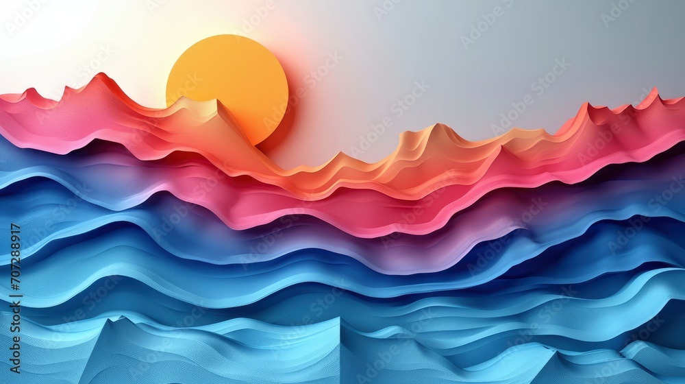 Fototapeta premium minimal abstract wave futuristic color palette, Futuristic Hues in Minimal Abstract Wave Design, Contemporary Colors in Abstract Futuristic Waves, Contemporary Hues in Minimal Abstract Waves,