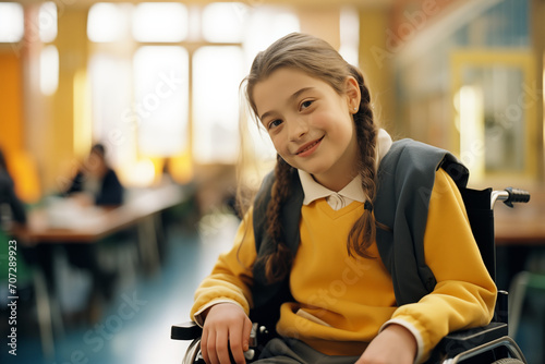 Diverse Excellence: Wheelchair-Enabled Student's Portrait Illuminating School Life