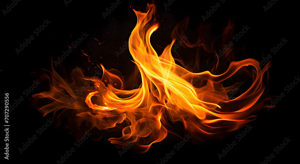 Fototapeta premium Abstract fire flames on black background. Design element for brochure, advertisements, presentation, web and other graphic designer works