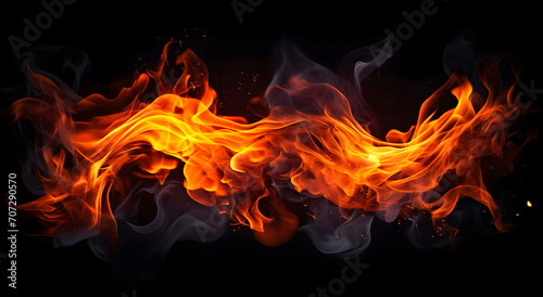 Abstract fire flames on black background. Design element for brochure, advertisements, presentation, web and other graphic designer works © Iwankrwn