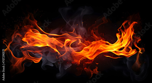 Abstract fire flames on black background. Design element for brochure, advertisements, presentation, web and other graphic designer works © Iwankrwn