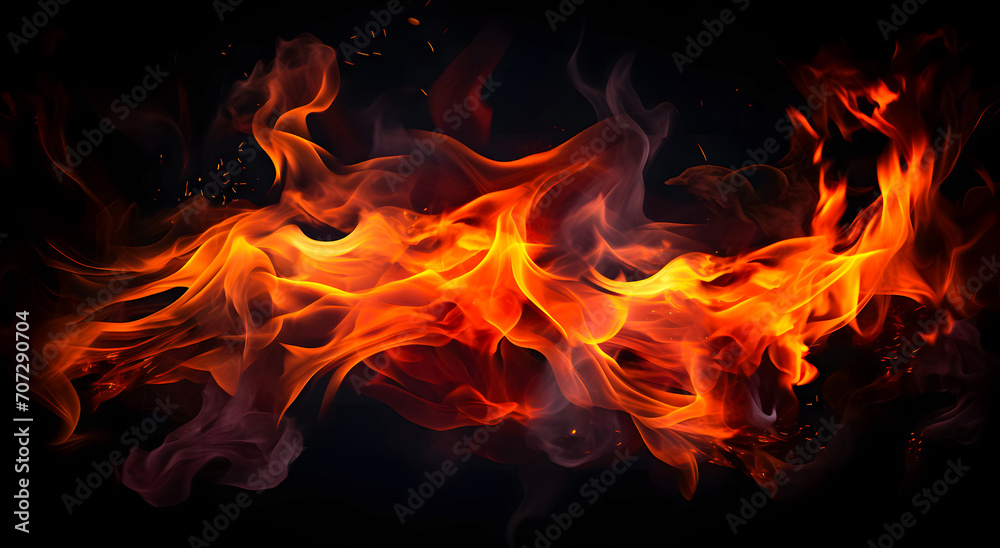 Abstract fire flames on black background. Design element for brochure, advertisements, presentation, web and other graphic designer works