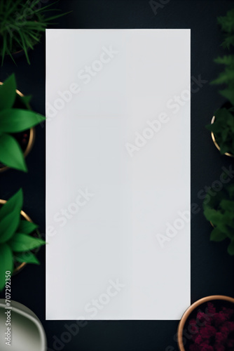 Vertical blank menu poster with plants