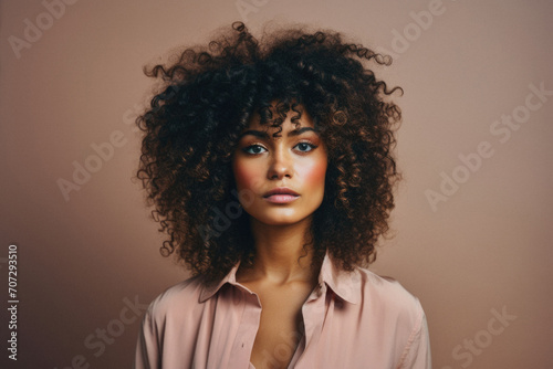 Beauty portrait of young african american woman with afro hairstyle